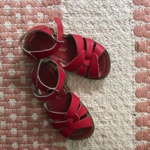Saltwater kids sandals. Red, size 8.